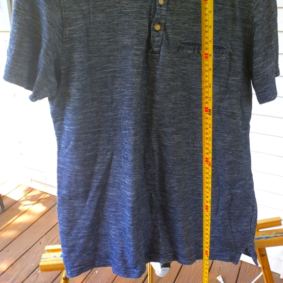 Knit Heritage Blue-Grey Collarless Button Up with Chest Pocket Size M - Picture 5 of 5